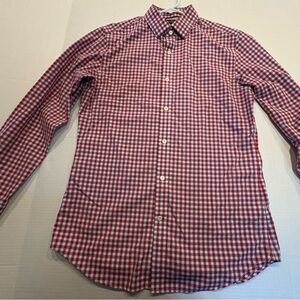 Banana Republic Red and white Gingham Dress Shirt Non Iron Medium